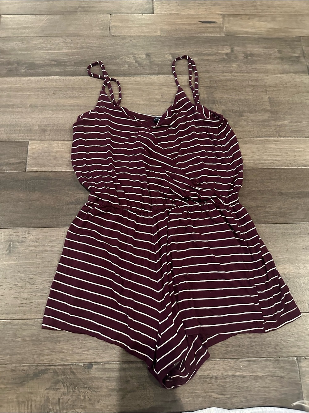 American Eagle Outfitters Maroon and White Striped Women's Romper